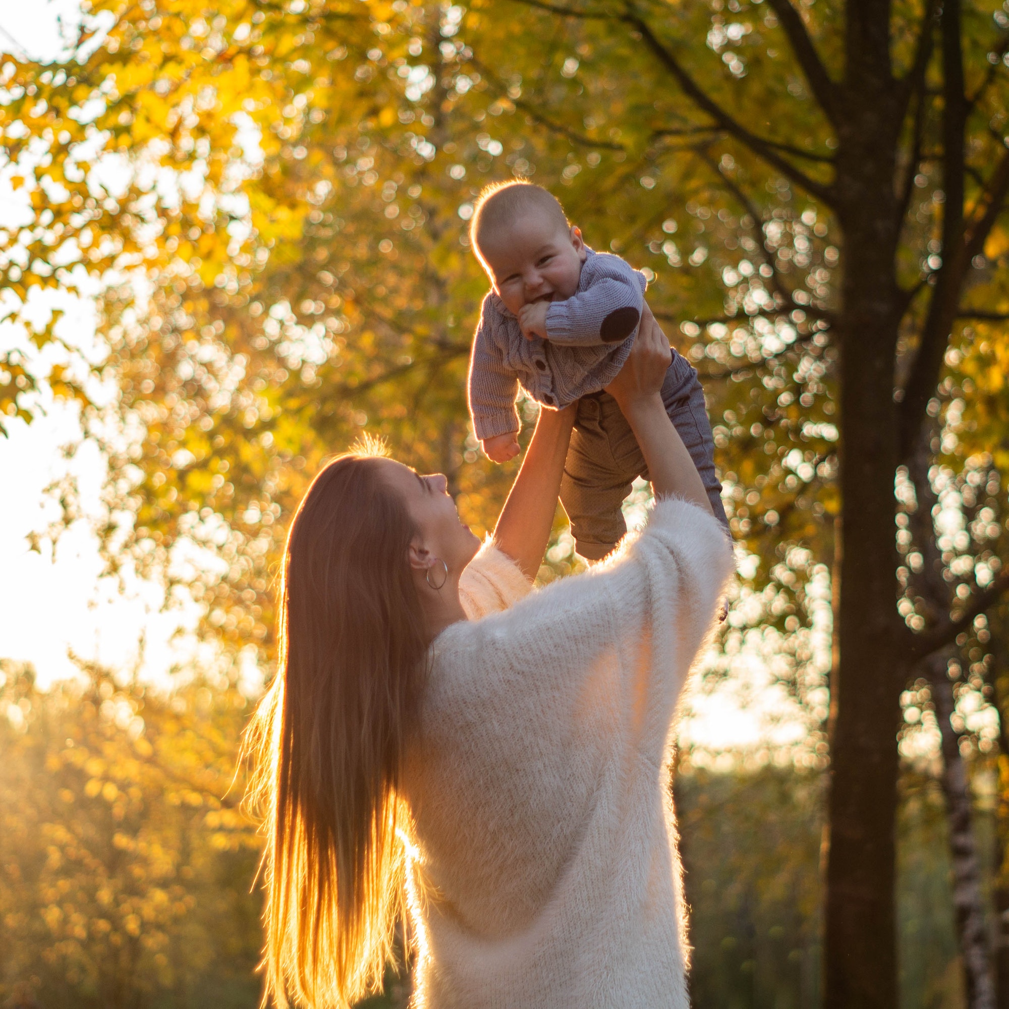 family on autumn walk